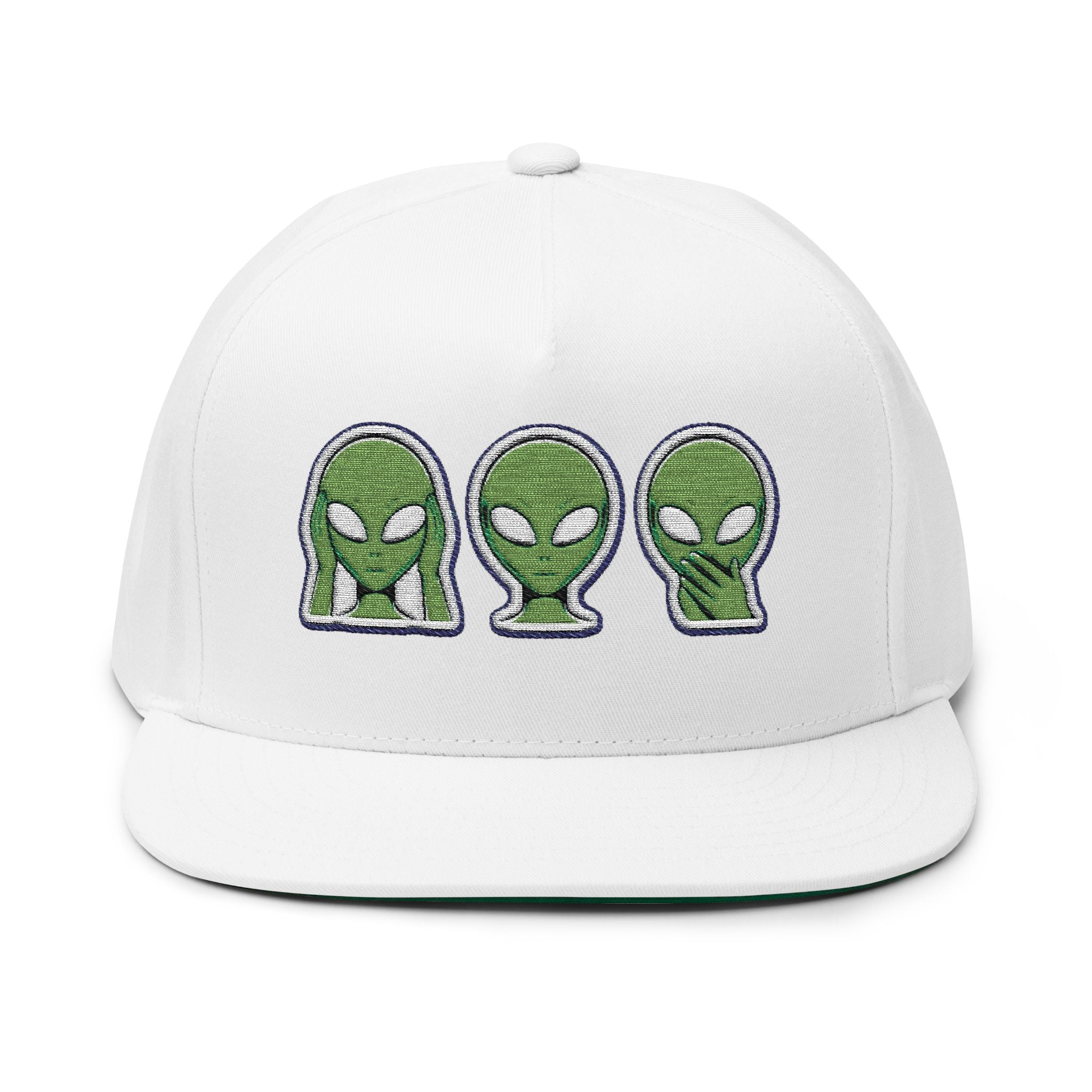 Alien Embroidered Flat Bill Cap