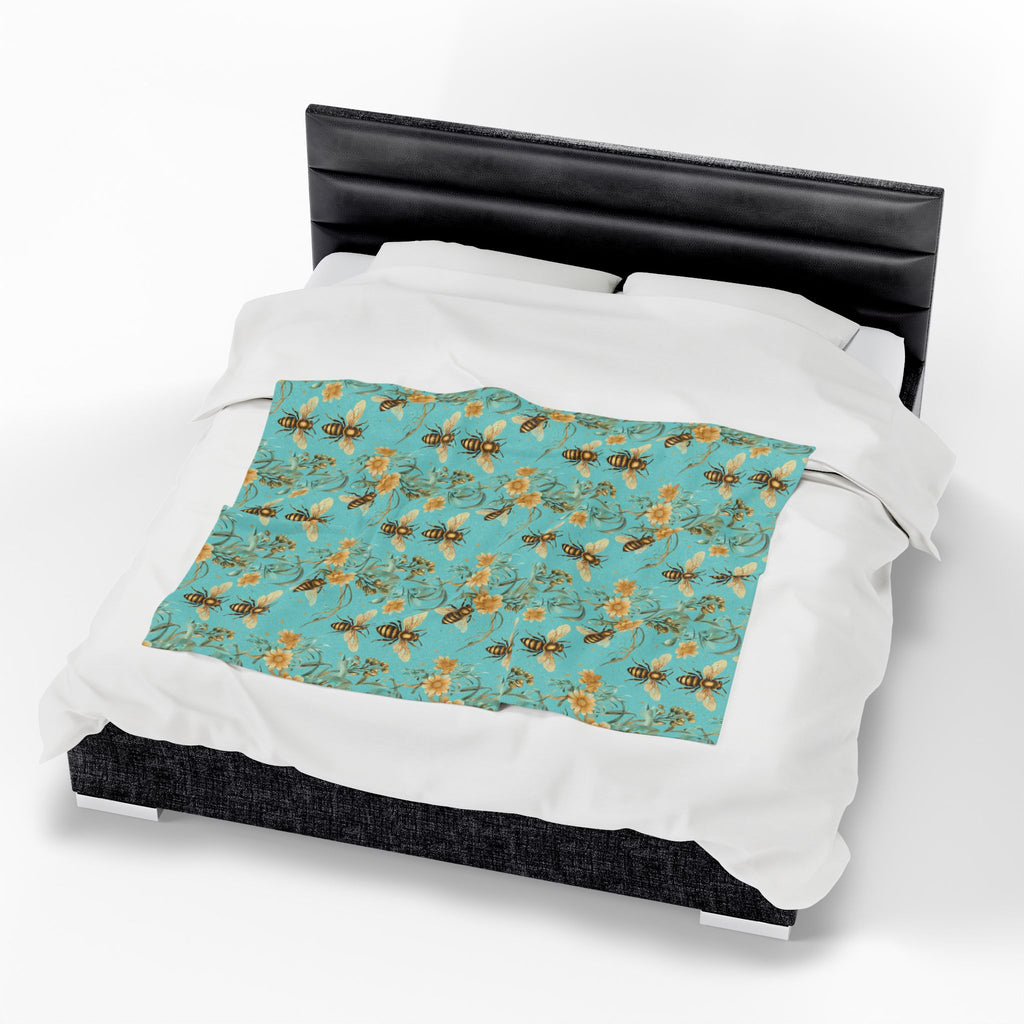 Bee-Themed Velveteen Plush Blanket