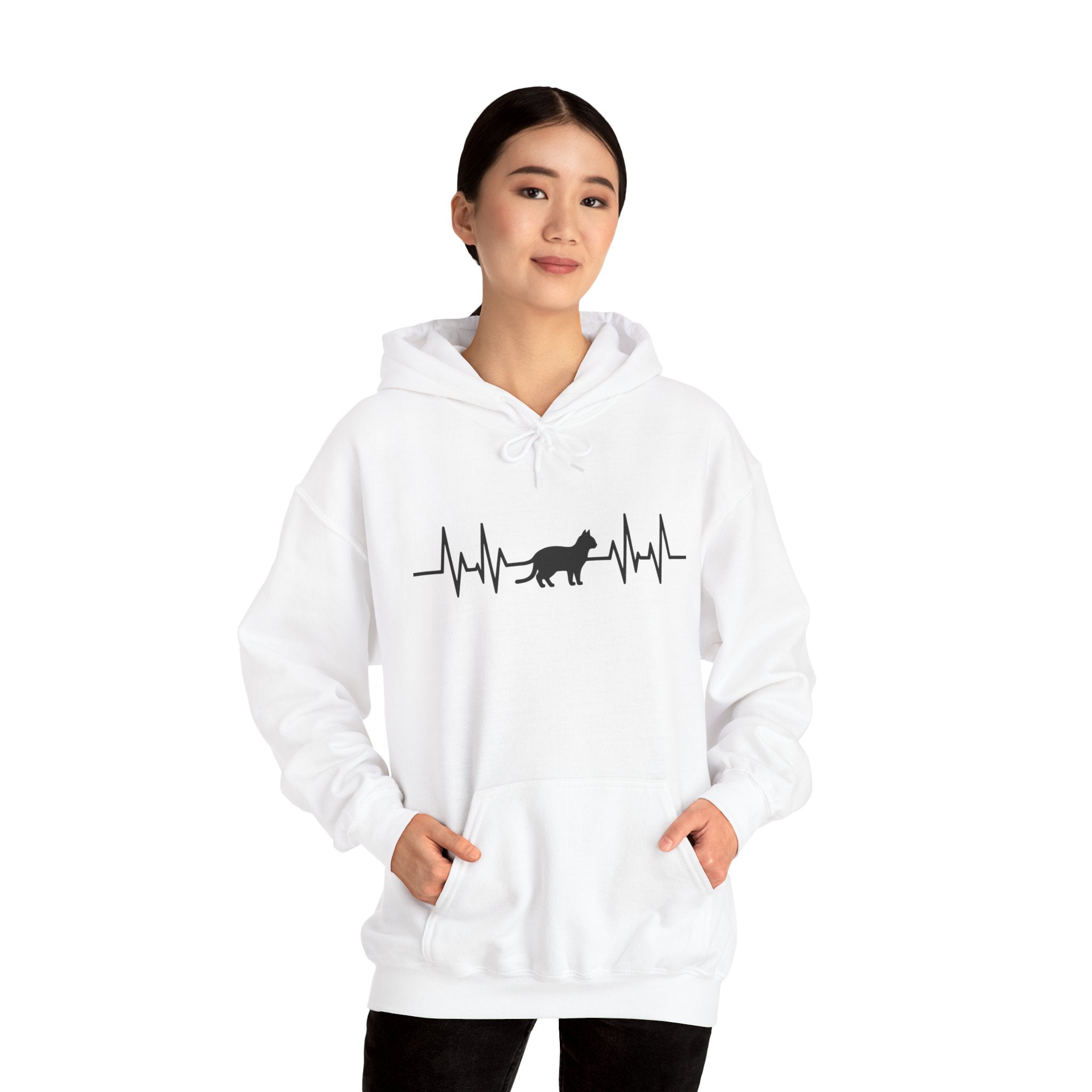 Black Cat Heartbeat Hoodie