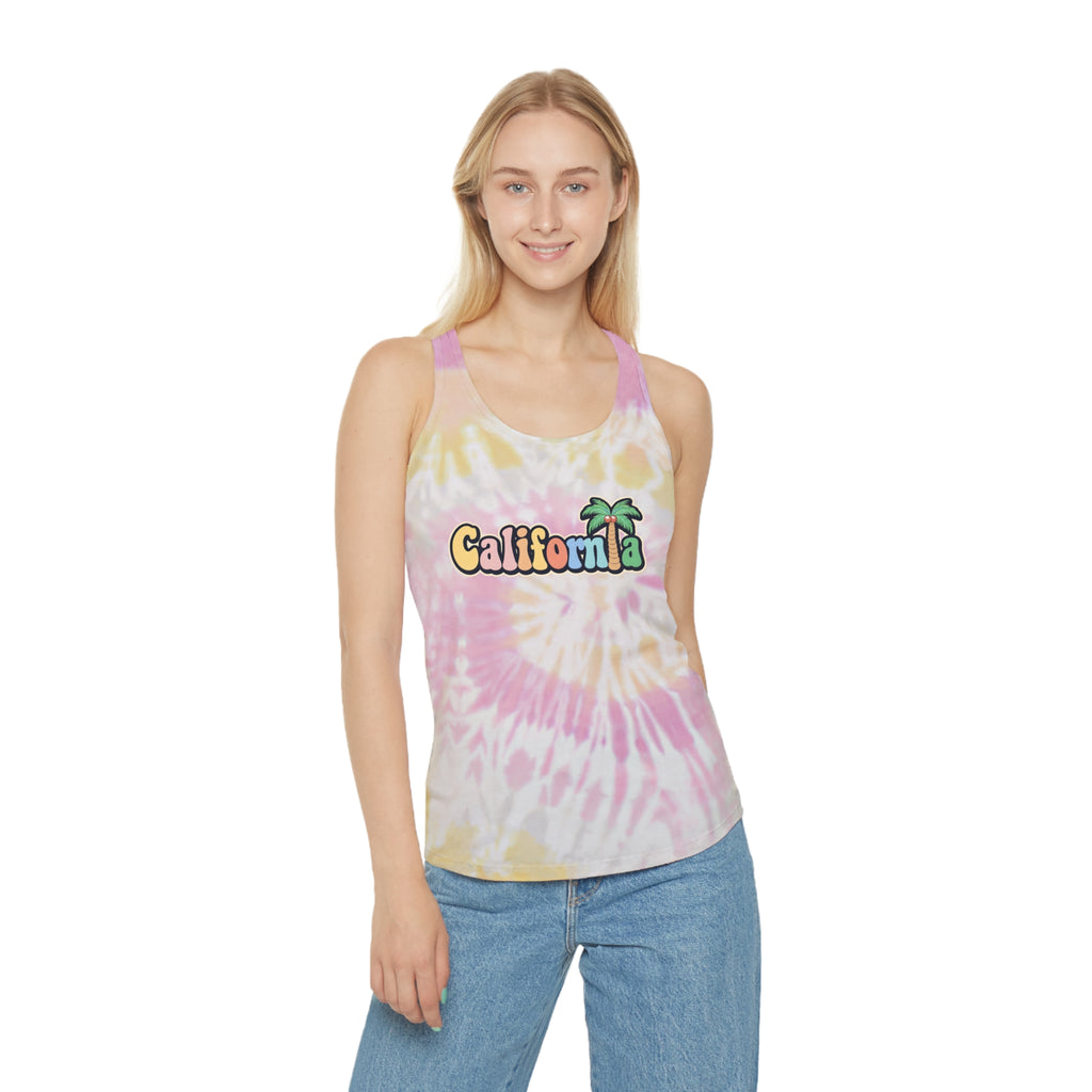 California Palm Tree Tie-Dye Racerback Tank
