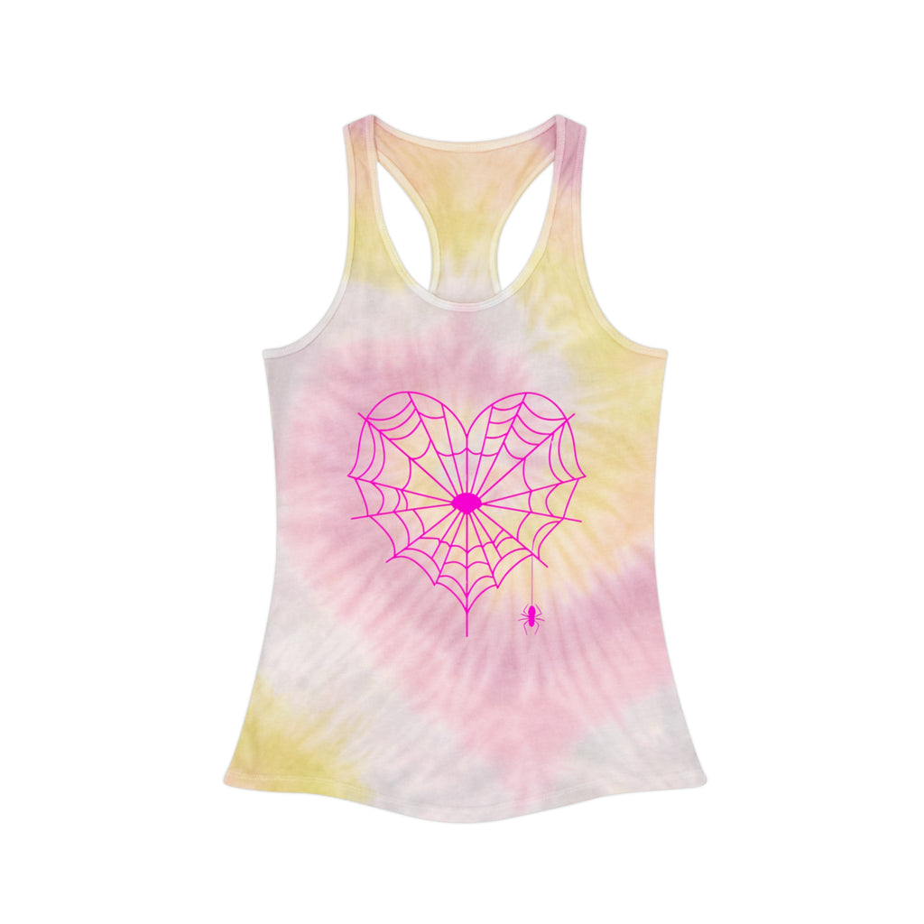 Spiderweb Heart Tie-Dye Racerback Tank