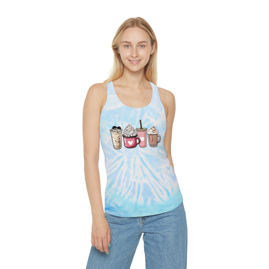 Coffee Lovers Tie-Dye Racerback Tank