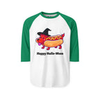 "Happy Hallo-Ween Hotdog Costume 3/4th Sleeve Raglan Tee