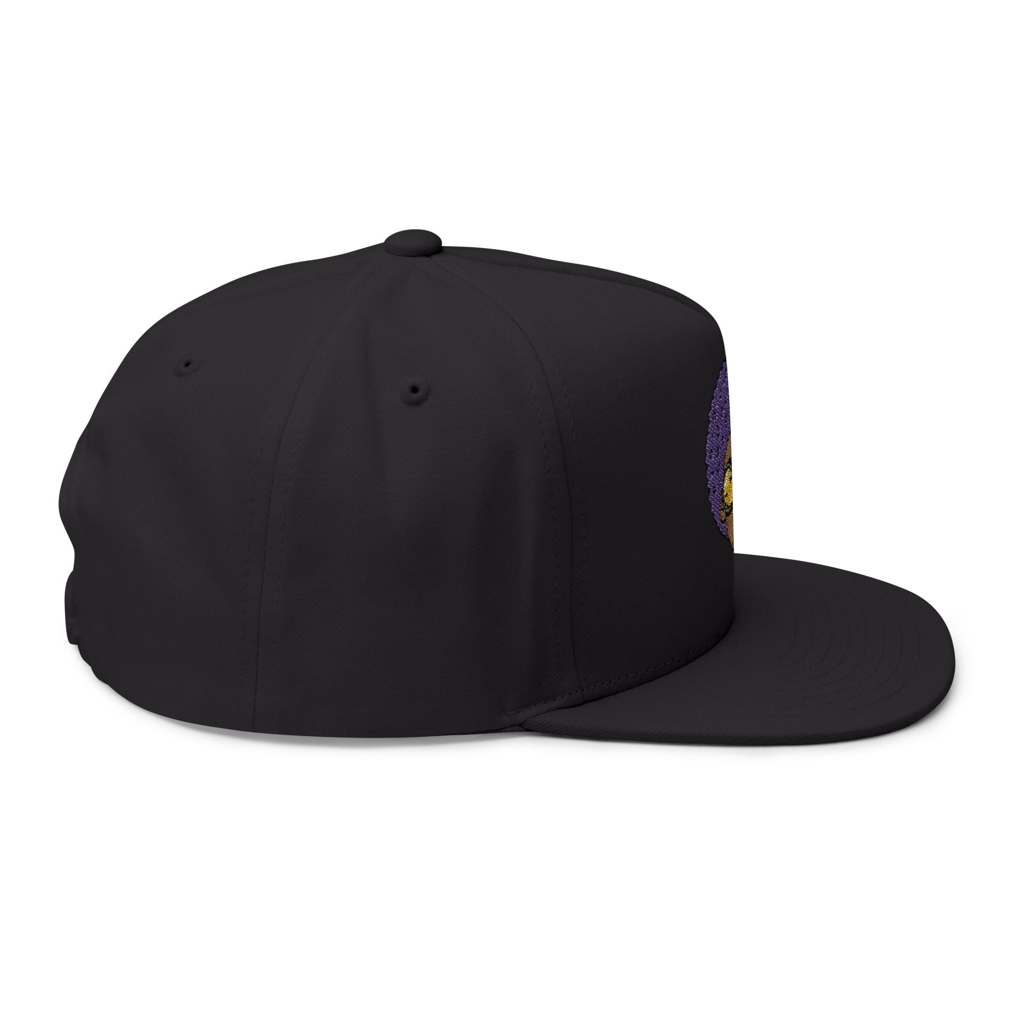 Afro Embroidered Flat Bill Cap