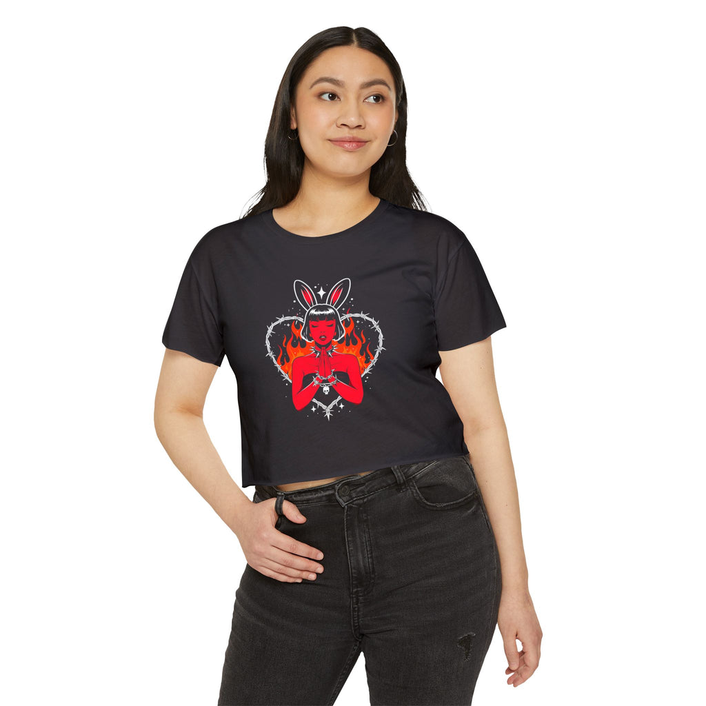 Edgy Bunny Heart Cropped Tee