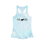 Black Cat Heartbeat Tie-Dye Racerback Tank