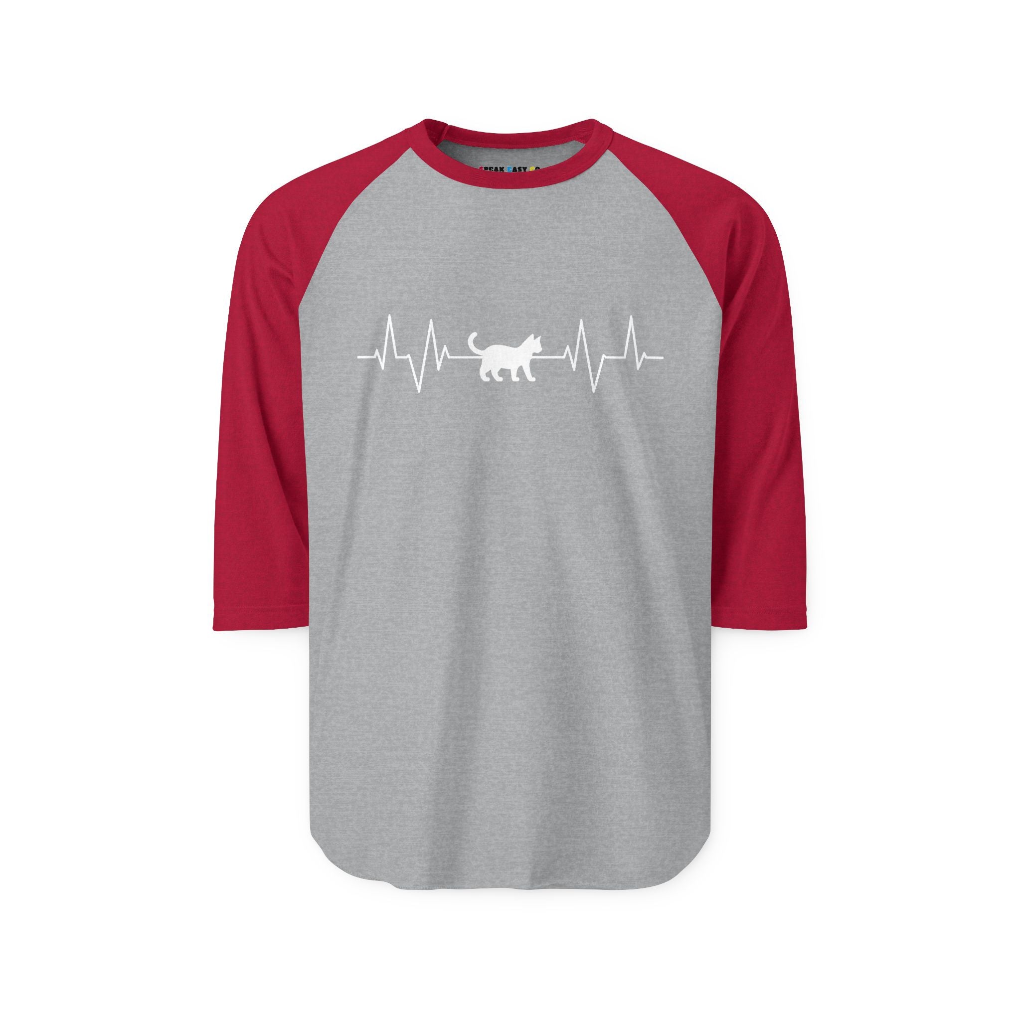 White Cat Heartbeat 3/4th Sleeve Raglan Shirt