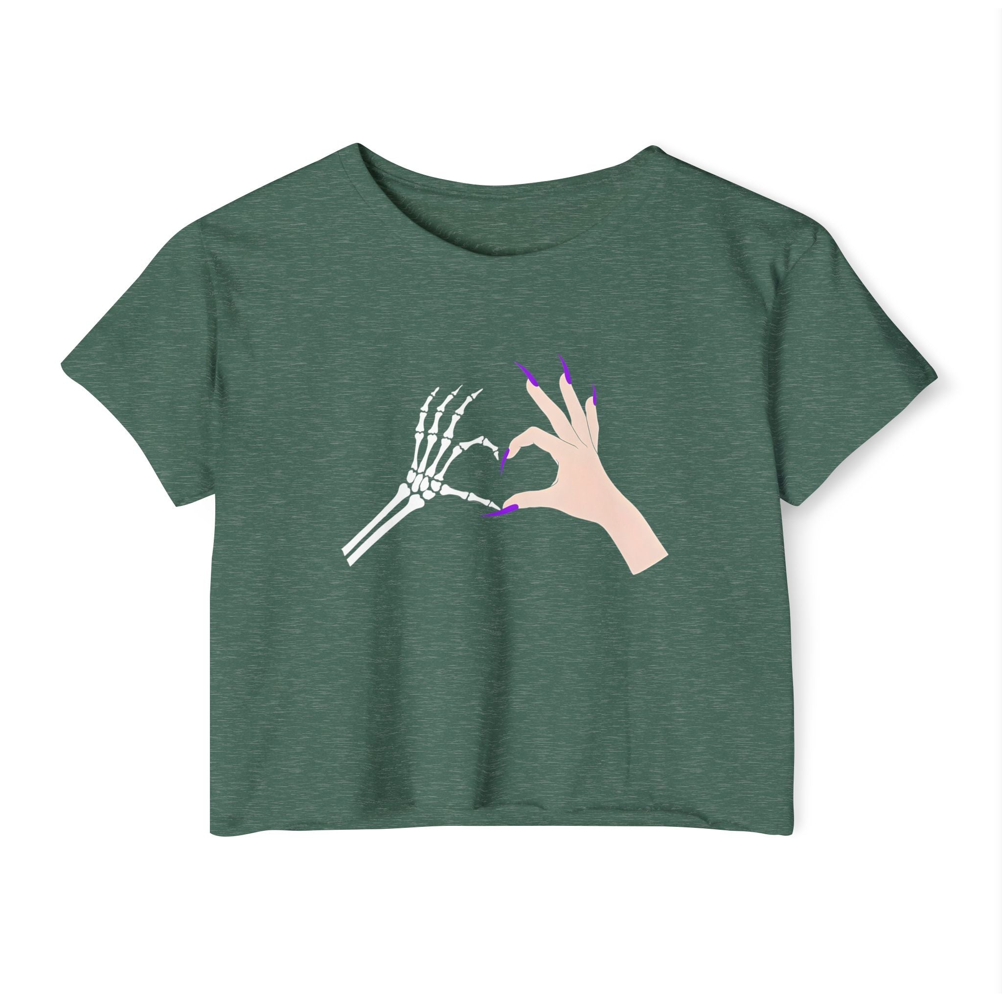 Skeleton Hand Heart Cropped Tee