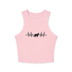 Black Cat Heartbeat Cropped Racer Tank