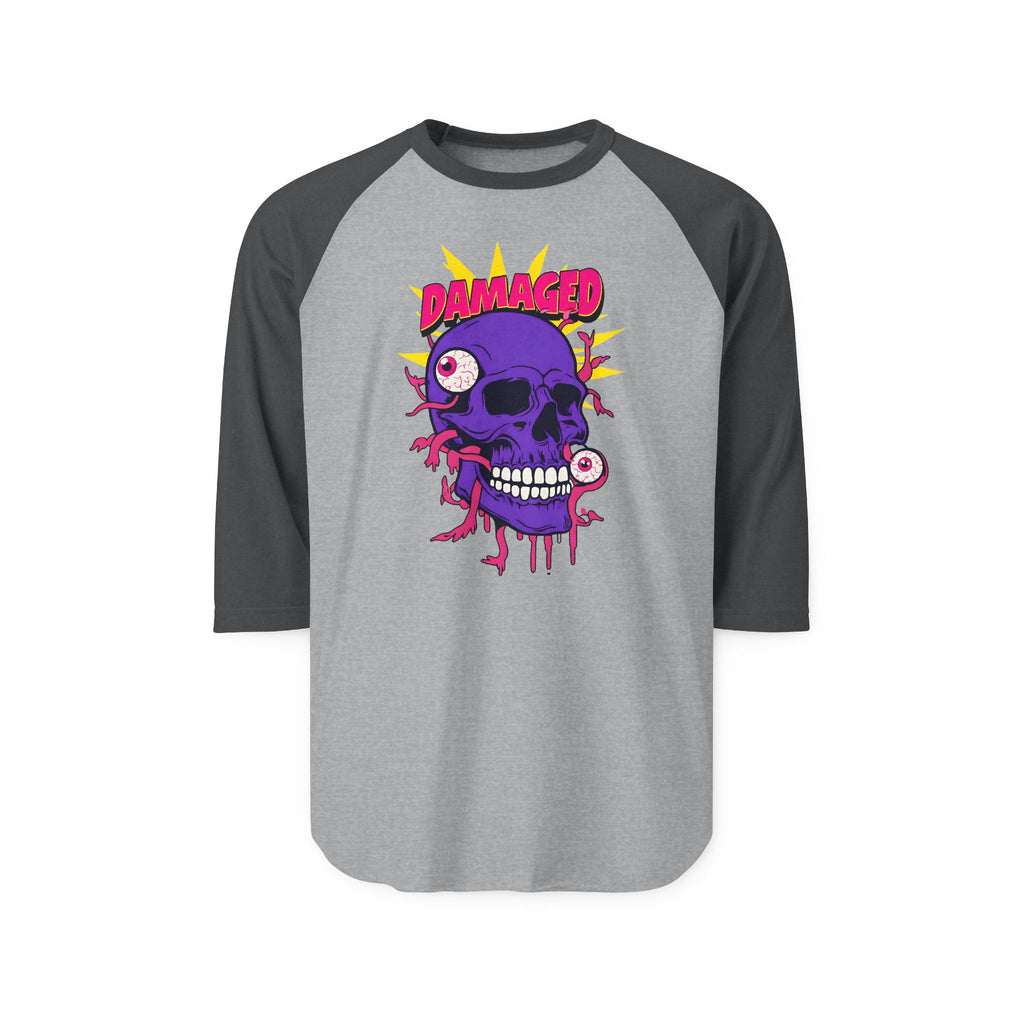 Damaged Graphic Raglan Three-Quarter Sleeve Tee