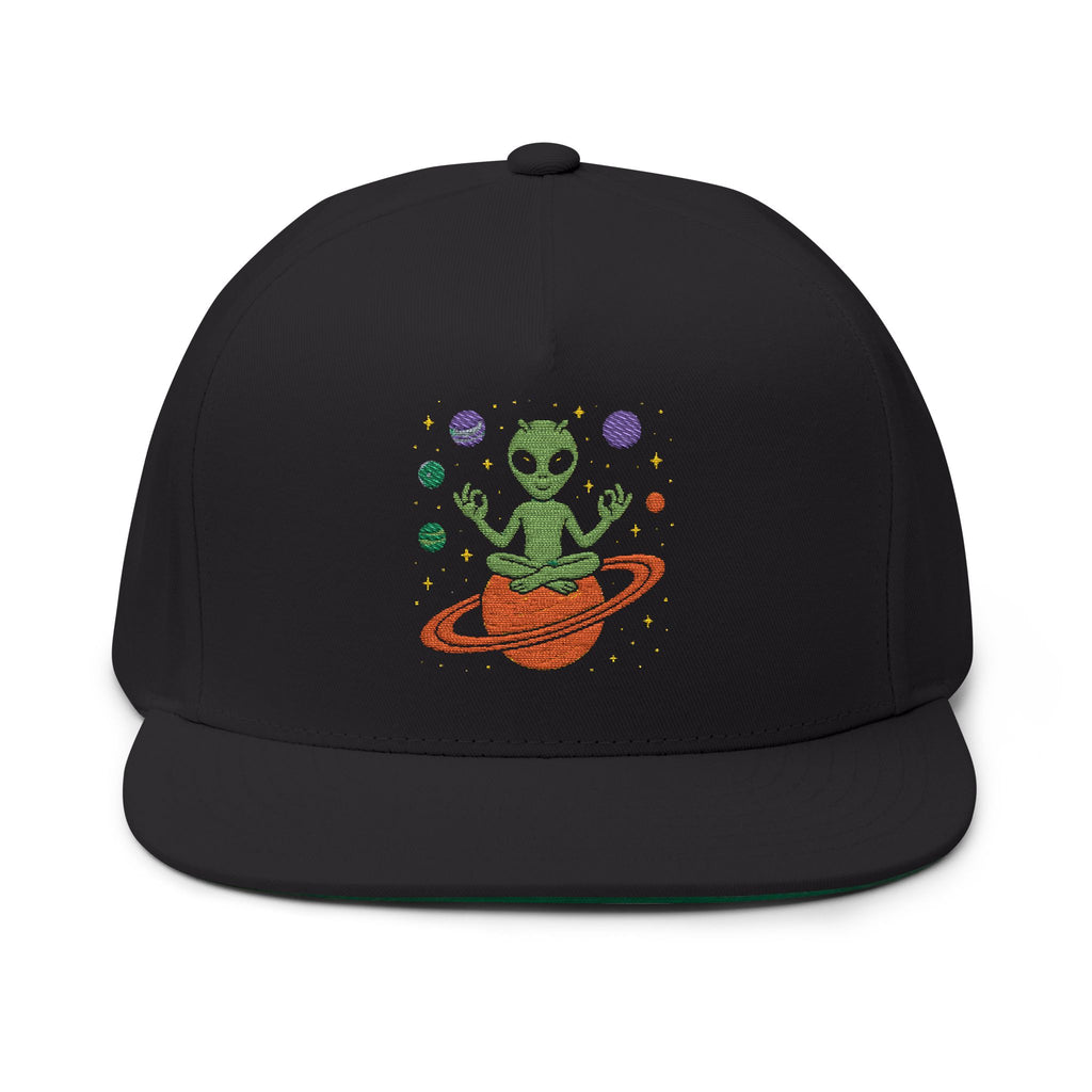 Galactic Alien Embroidered Flat Bill Cap