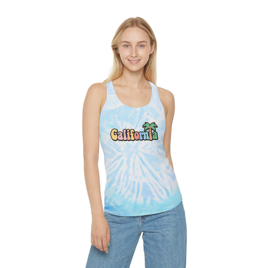 California Palm Tree Tie-Dye Racerback Tank