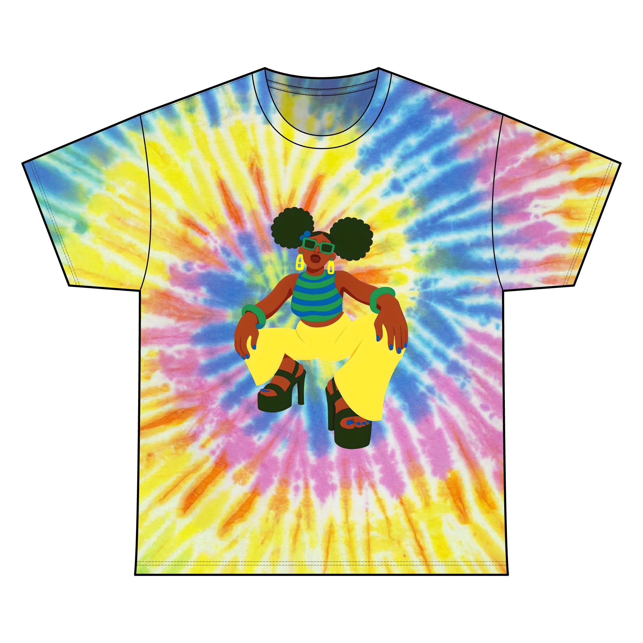 Afro Puff Tie Dye Tee