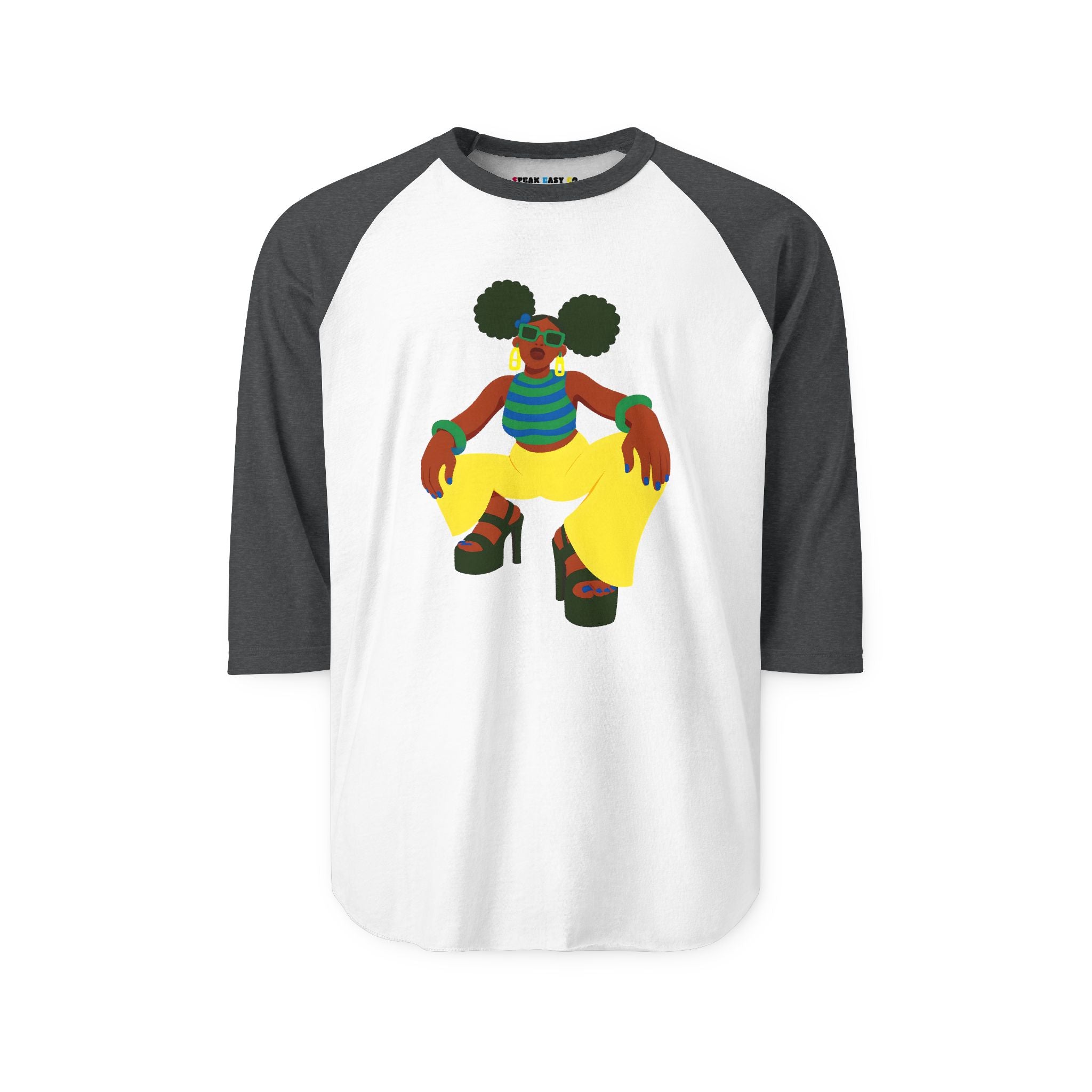 Afro Puffs 3/4th Sleeve Raglan Tee