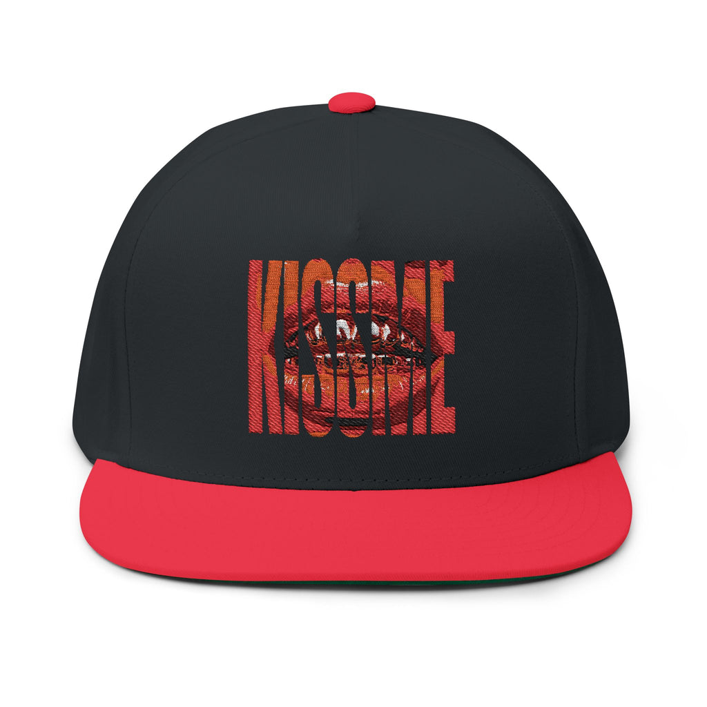 "Kiss Me" Embroidered Flat Bill Cap