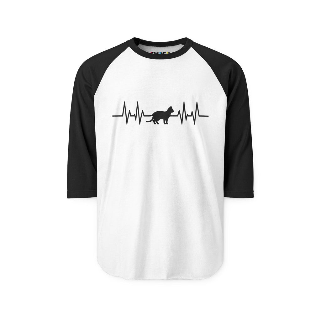 Black Cat Heartbeat 3/4th Sleeve Raglan Shirt