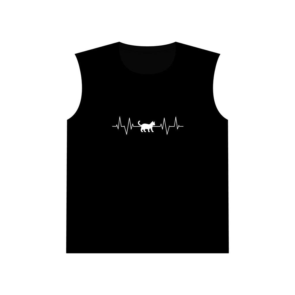 White Cat Heartbeat Muscle Tank