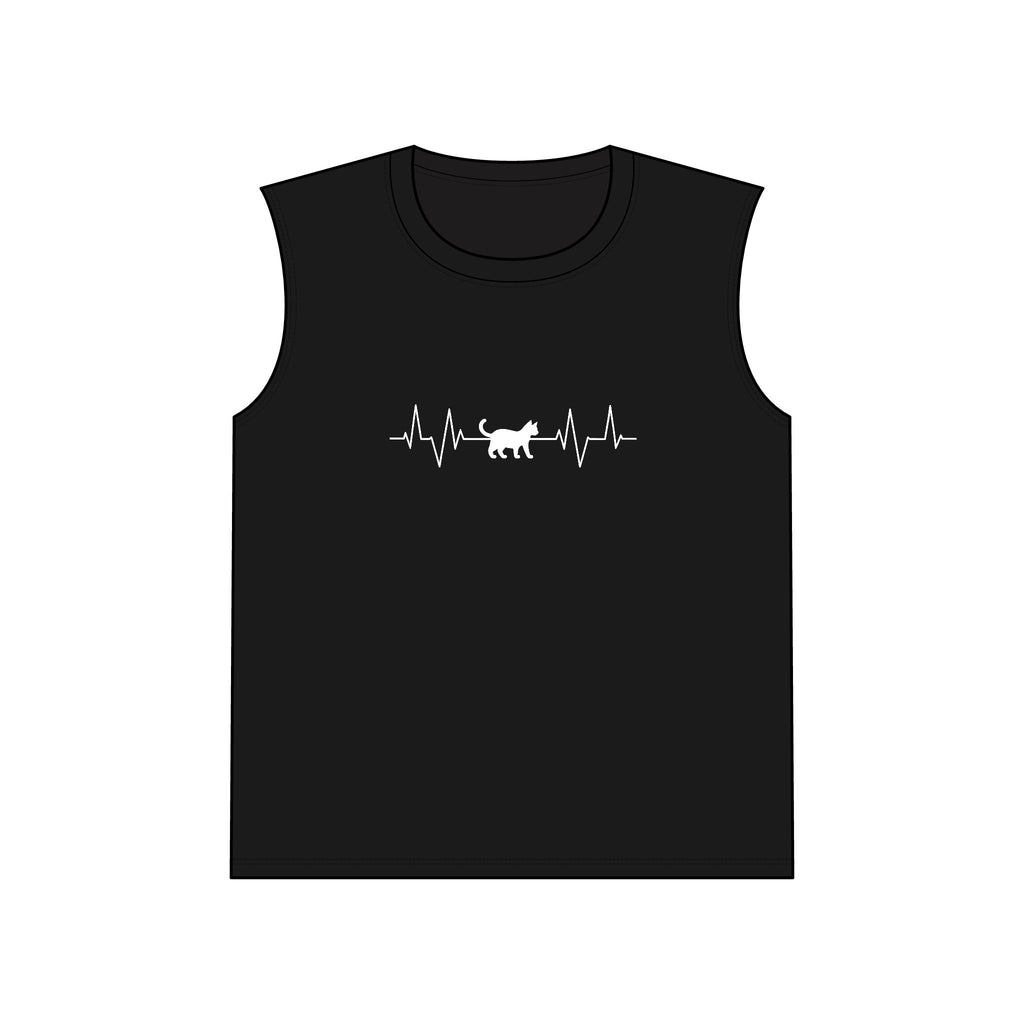 White Cat Heartbeat Muscle Tank