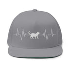Cat Heartbeat Embroidered Flat Bill Cap for Animal Lovers, Adjustable Cap, Cool Gift, Summer Accessory, Unique Pet Hat