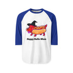 "Happy Hallo-Ween Hotdog Costume 3/4th Sleeve Raglan Tee