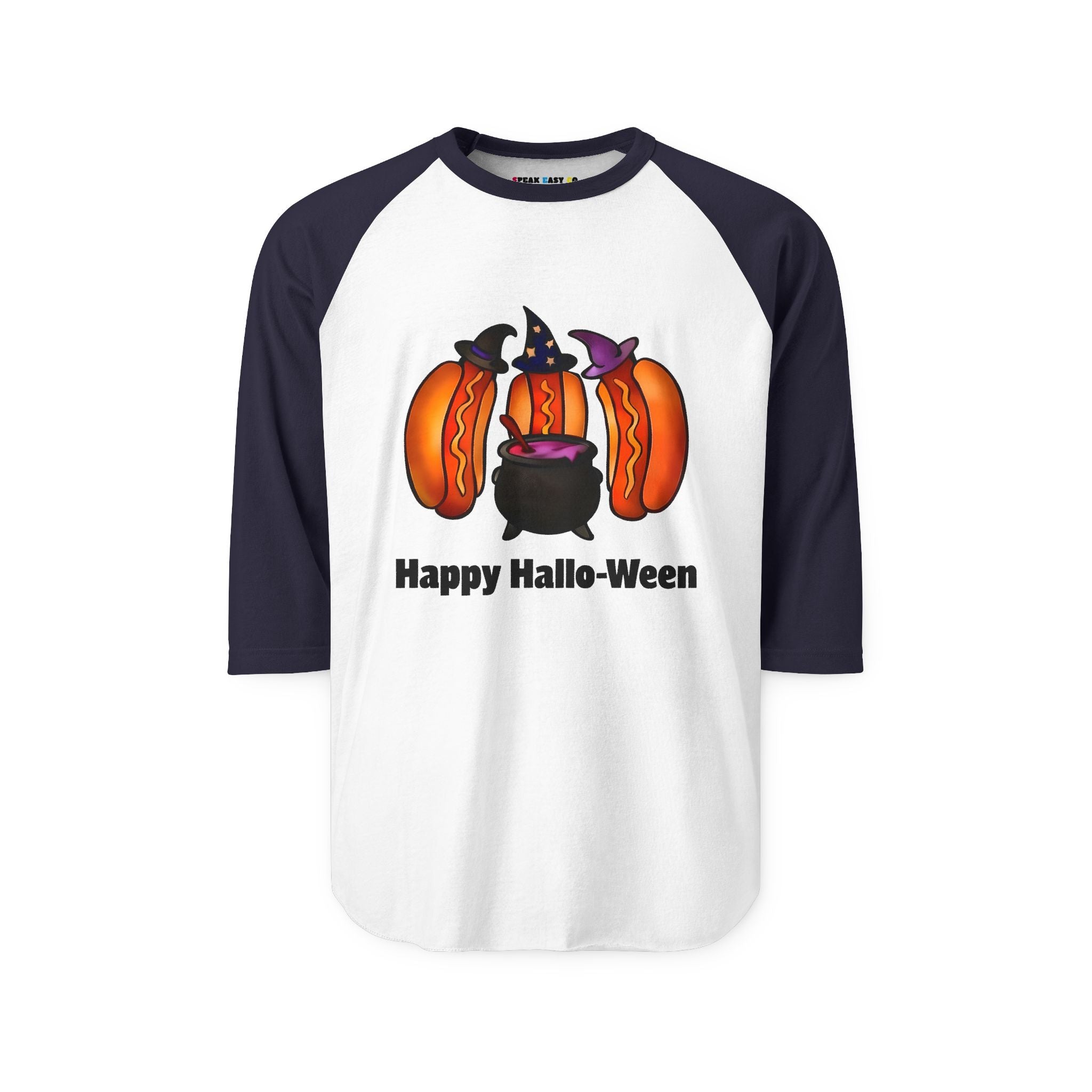 "Happy Hallo-Ween" Hotdog Witches 3/4th Sleeve Raglan Shirt