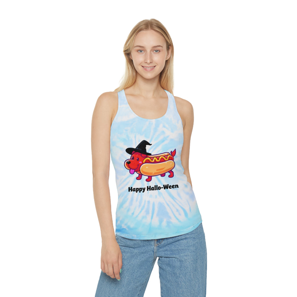 "Happy Hallo-Ween" Hotdog Costume Tie-Dye Tank