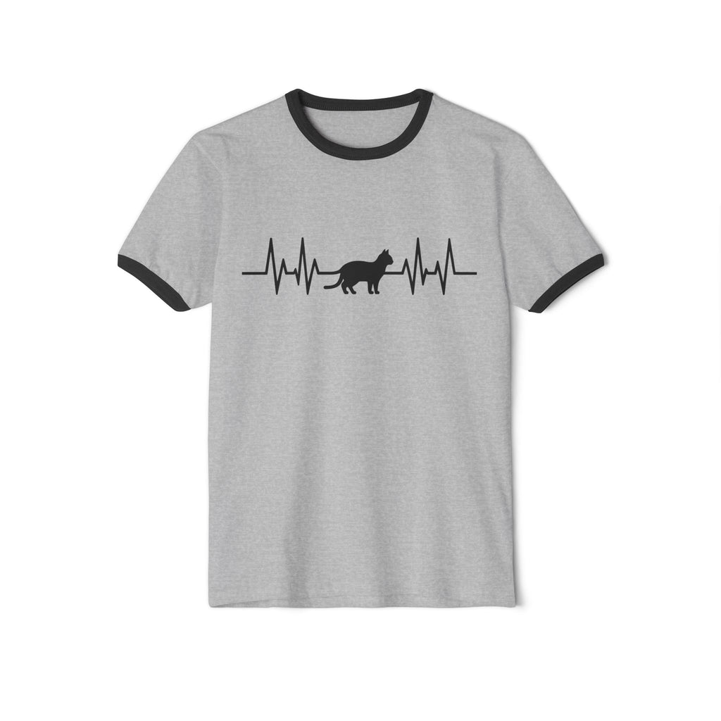 Black Cat Heartbeat Ringer Tee
