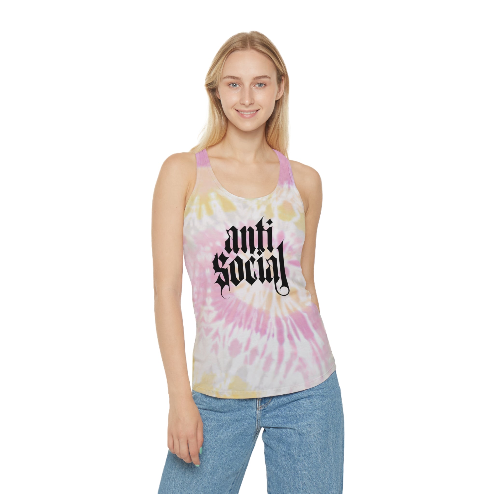 Anti-Social Tie Dye Racerback Tank Top