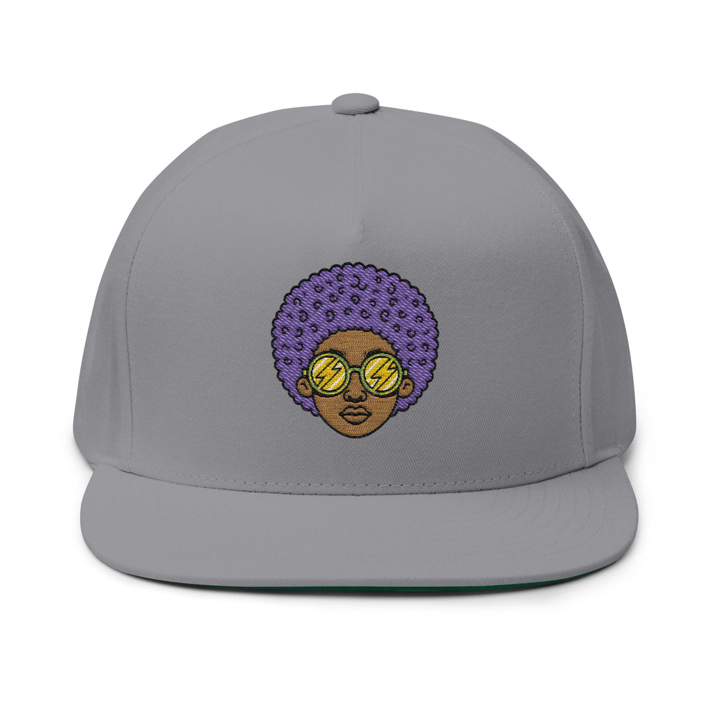Afro Embroidered Flat Bill Cap
