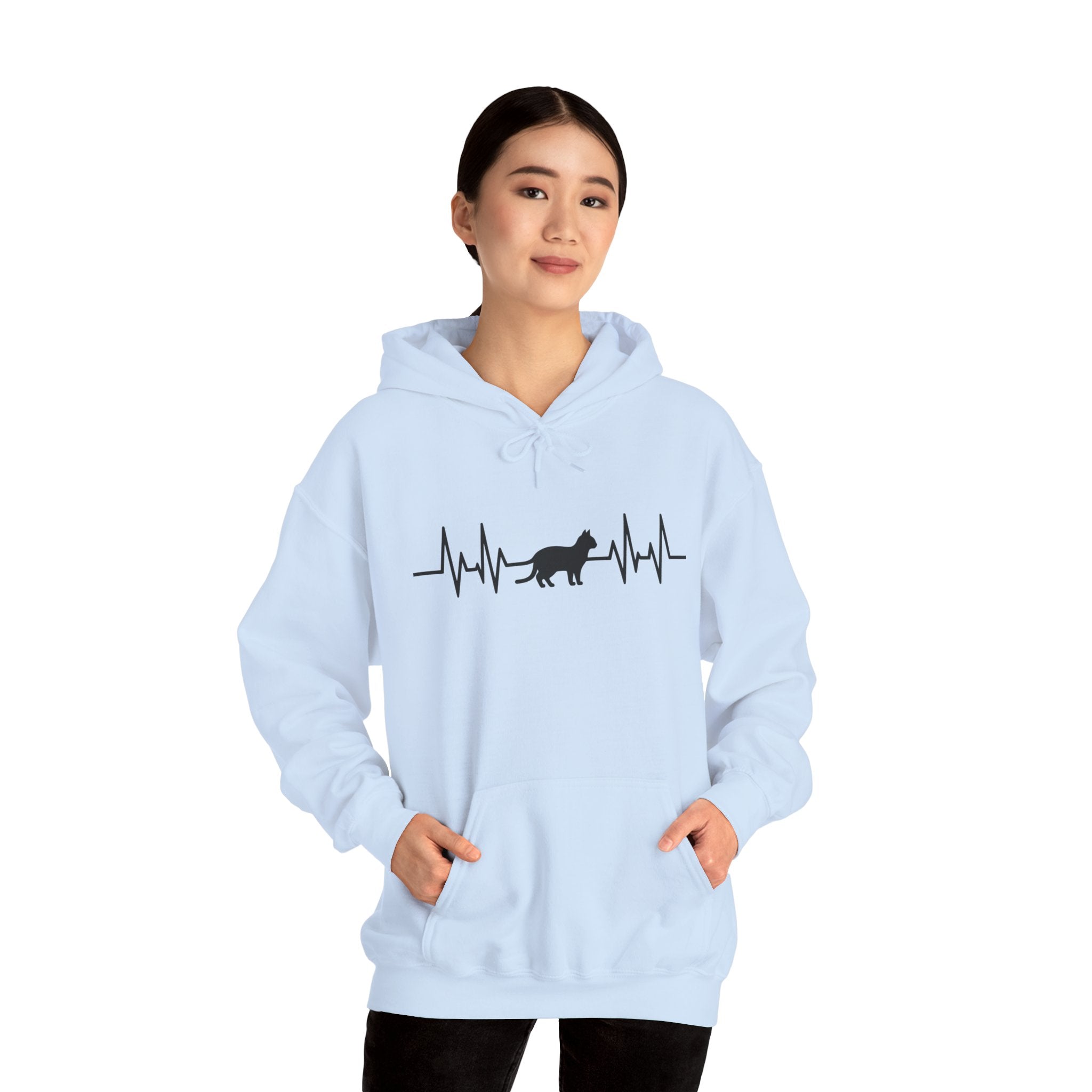 Black Cat Heartbeat Hoodie