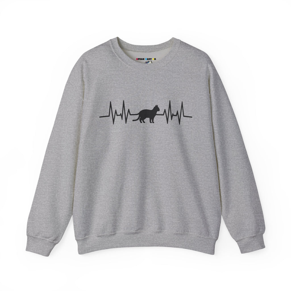 Black Cat Heartbeat Crewneck Sweatshirt