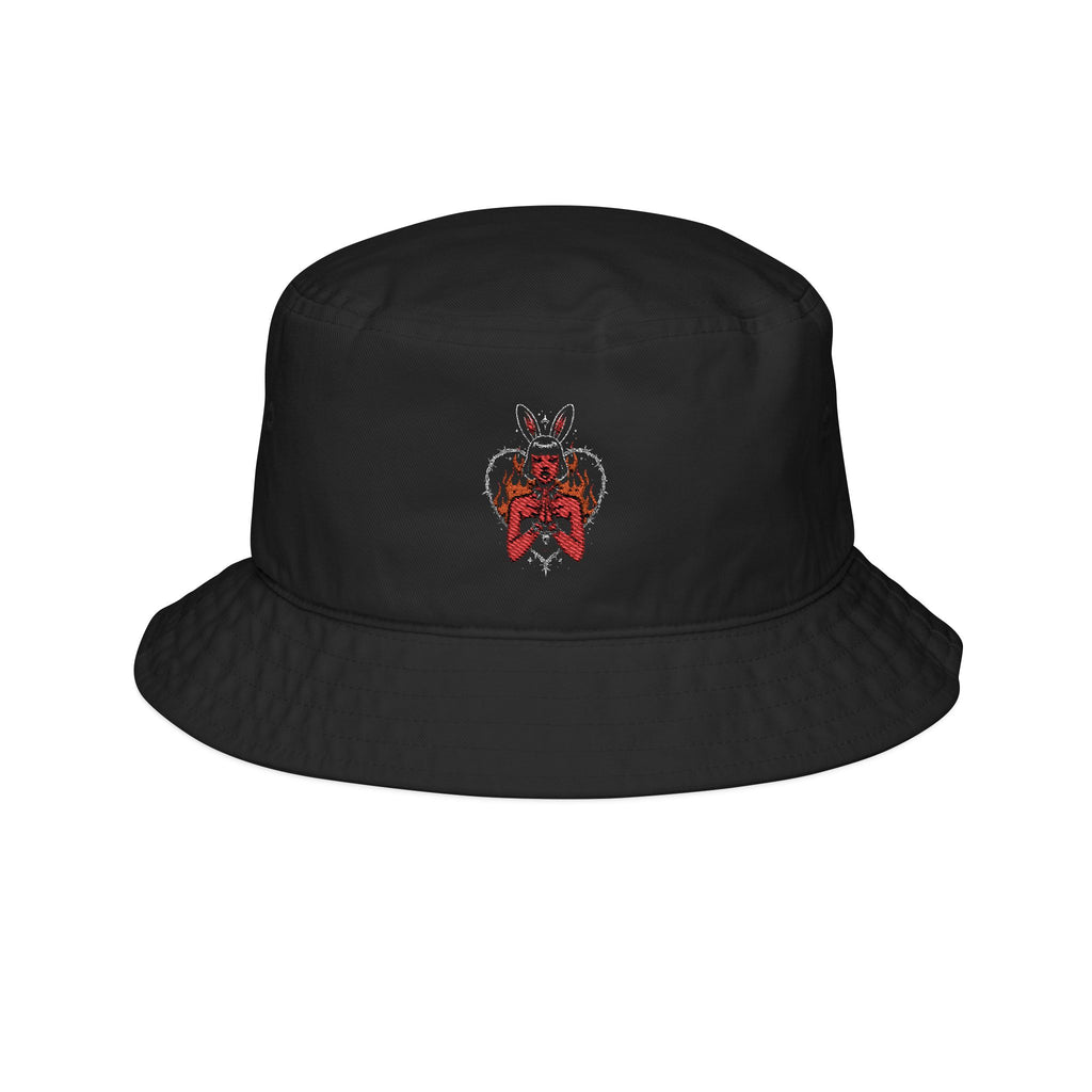 Edgy Bunny Heart Embroidered Bucket Hat