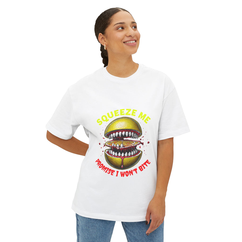 Humorous Oversized Tee - Squeeze Me, Lemonade Anyone?