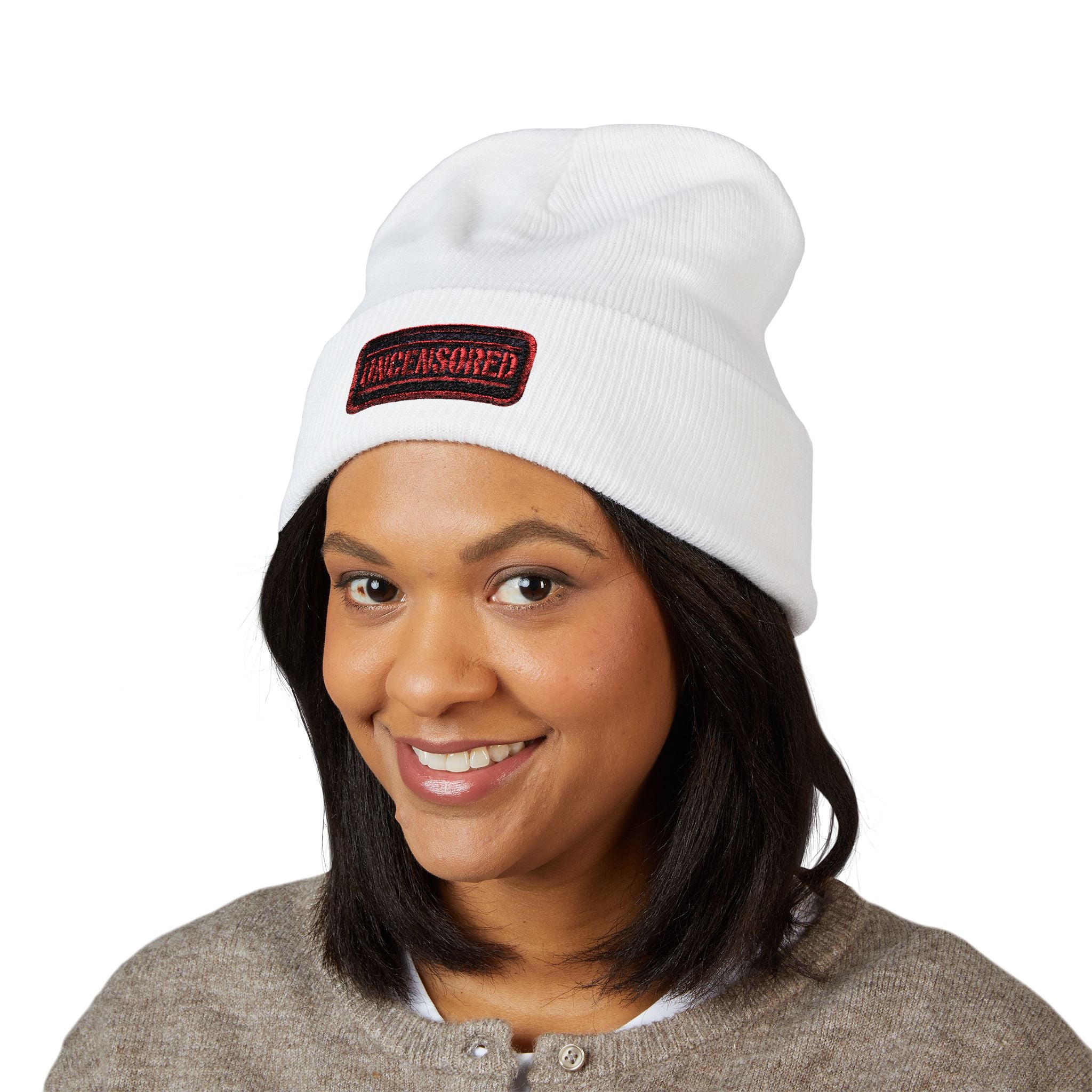 Classic Cuffed Beanie with Uncensored Embroidered Design