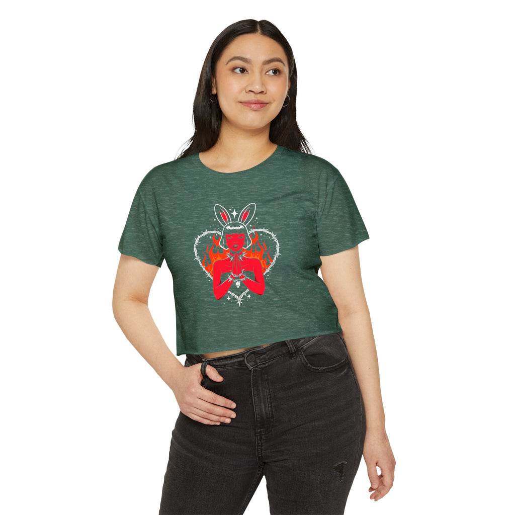 Edgy Bunny Heart Cropped Tee