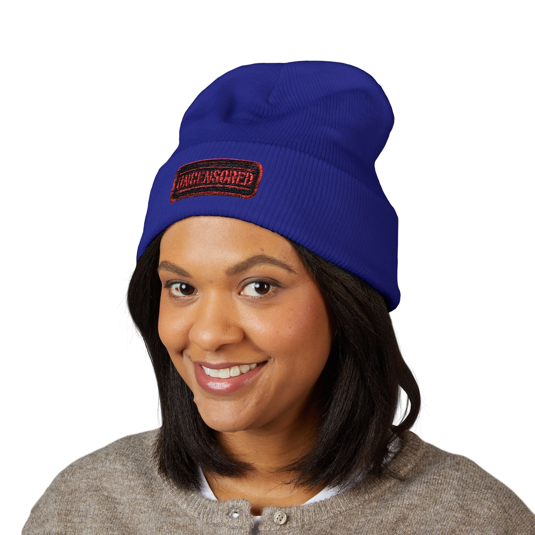 Classic Cuffed Beanie with Uncensored Embroidered Design