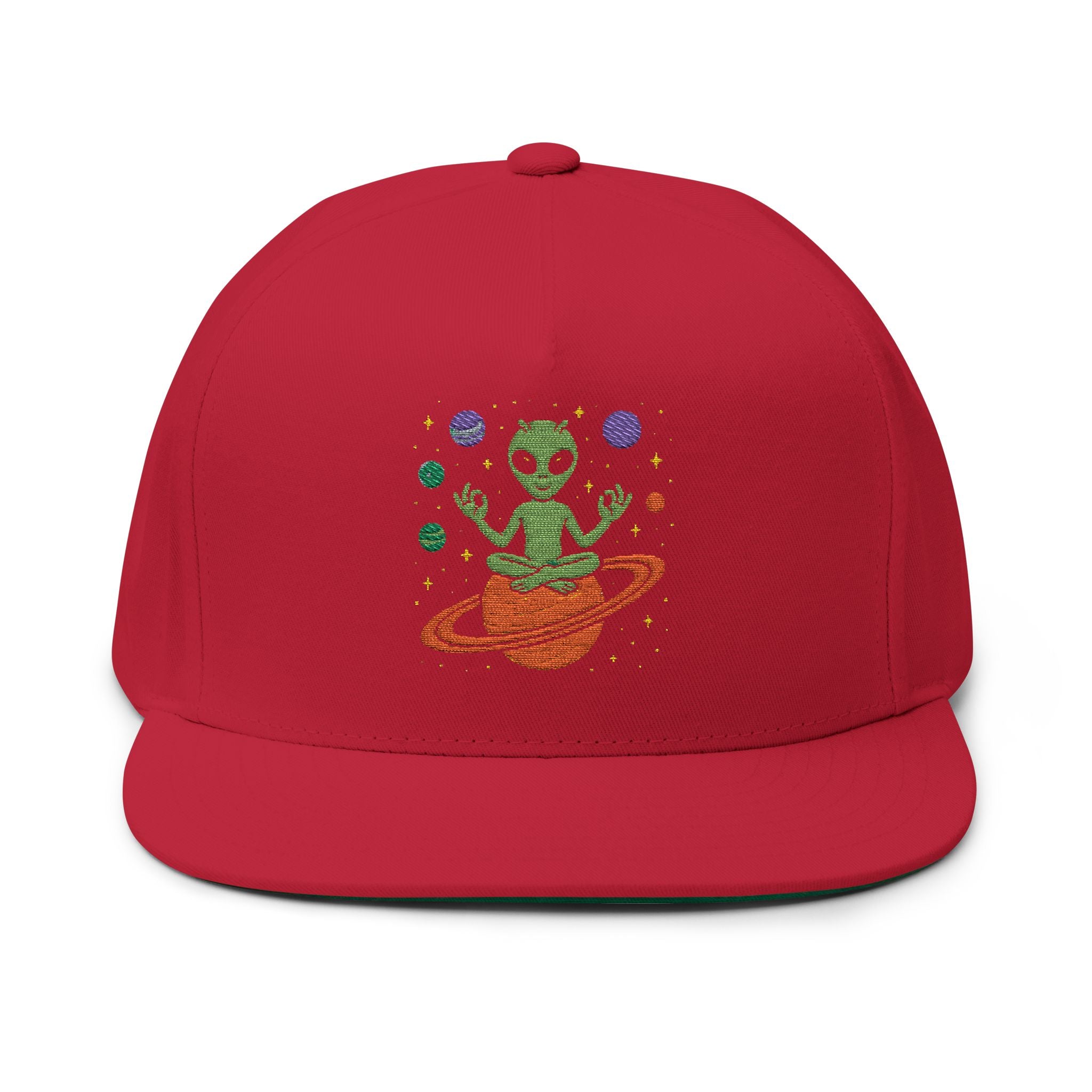 Galactic Alien Embroidered Flat Bill Cap