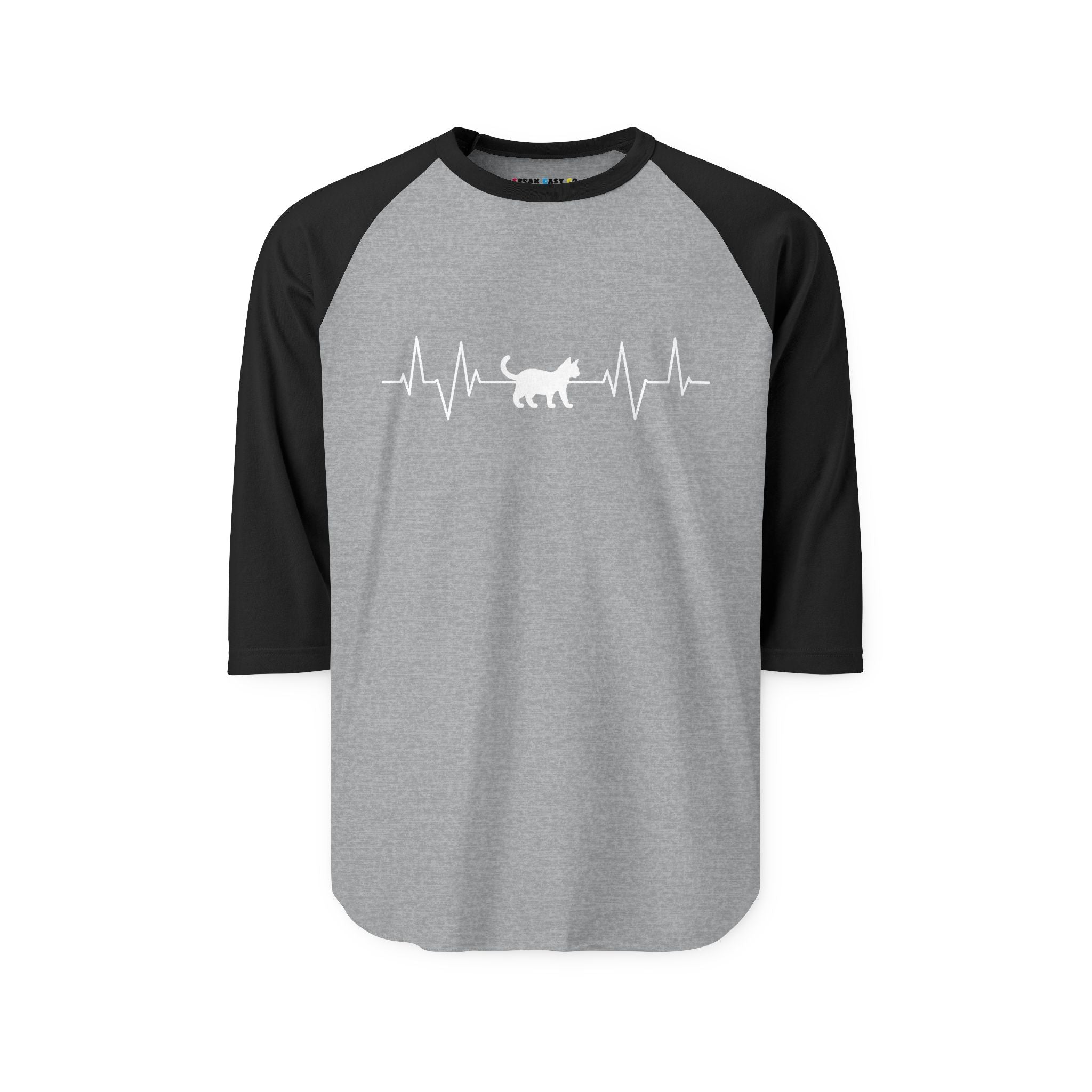 White Cat Heartbeat 3/4th Sleeve Raglan Shirt