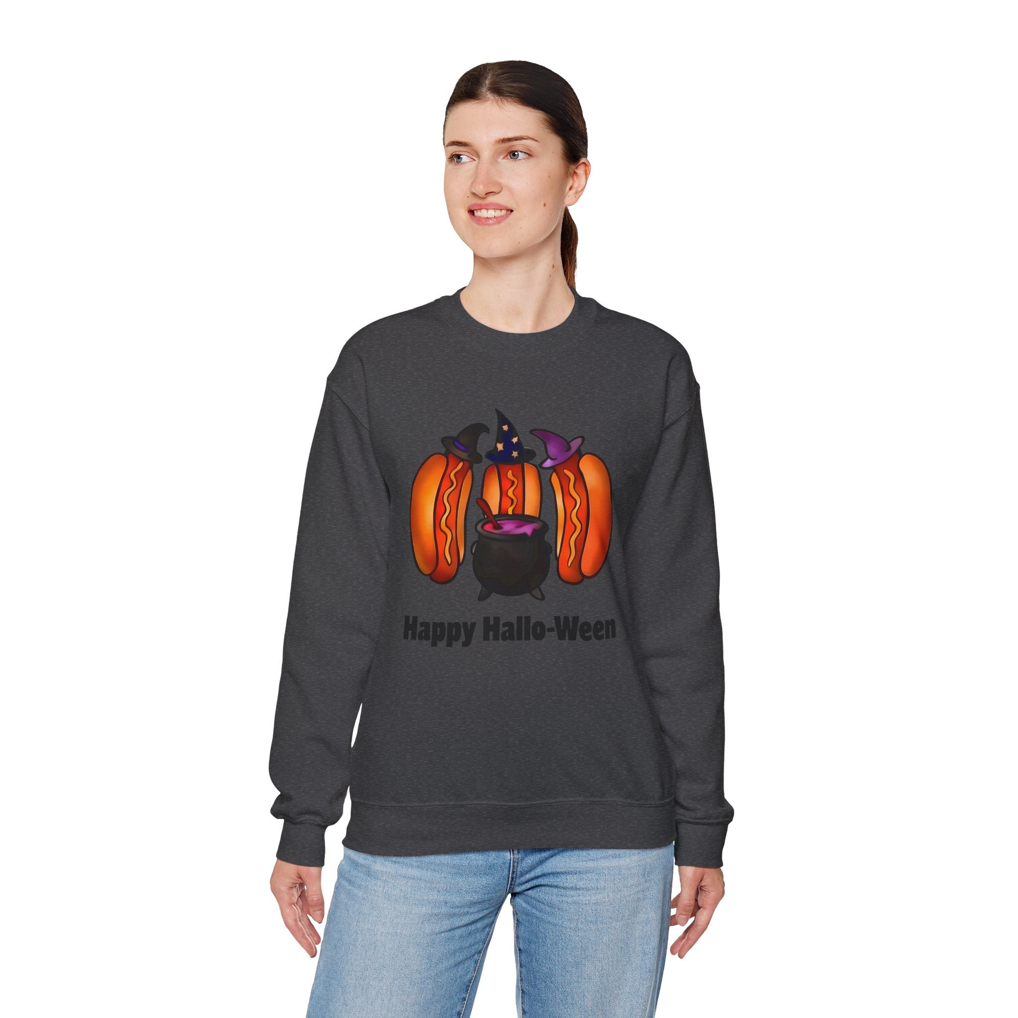 "Happy Hallo-Ween" Hotdog Witches Crewneck Sweatshirt