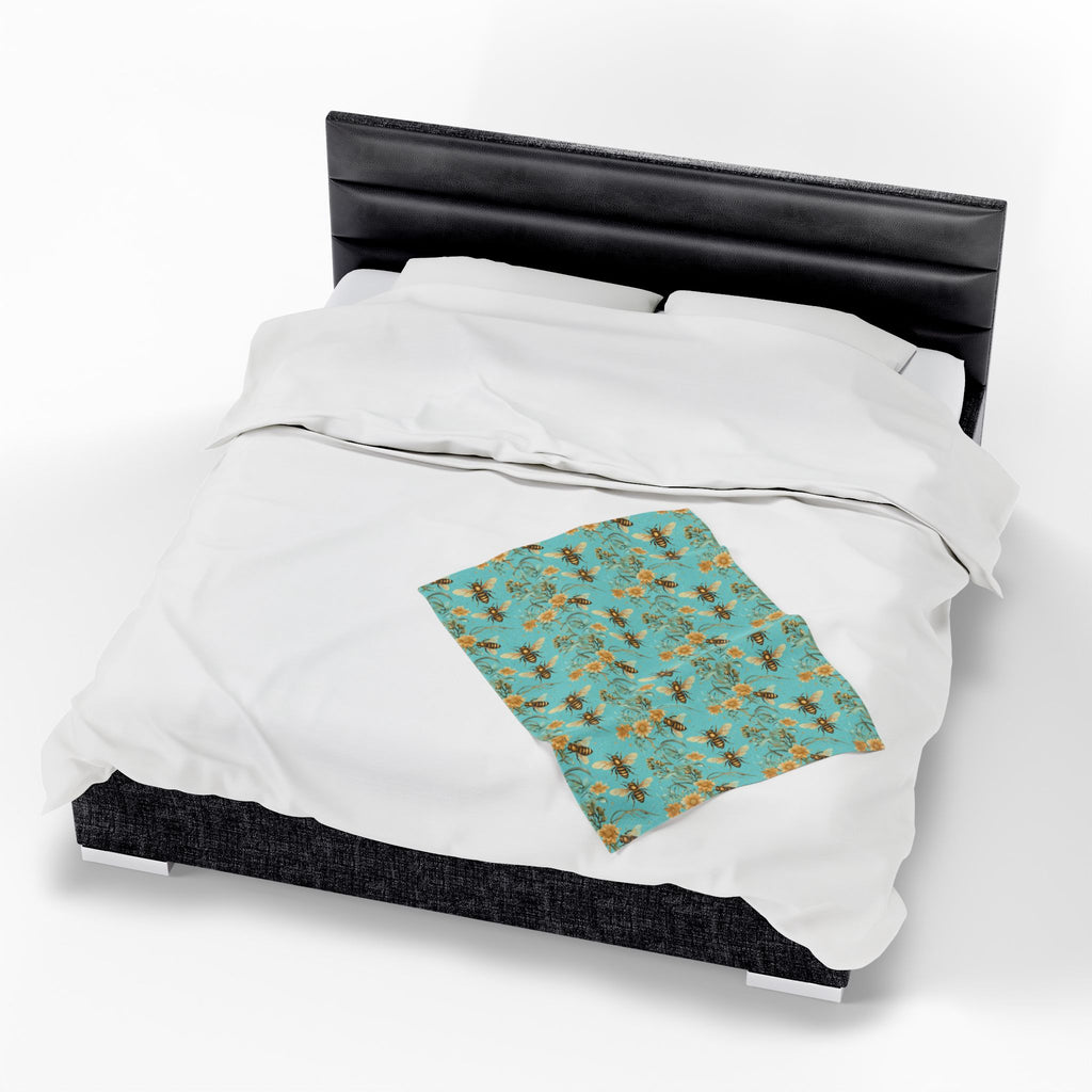 Bee-Themed Velveteen Plush Blanket