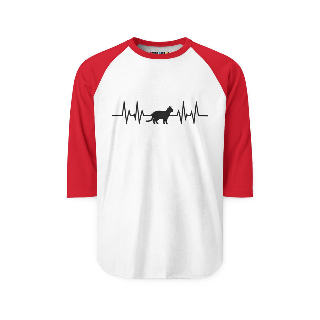 Black Cat Heartbeat 3/4th Sleeve Raglan Shirt