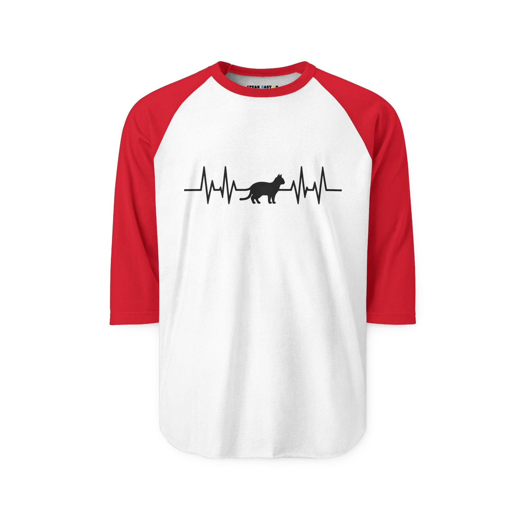 Black Cat Heartbeat 3/4th Sleeve Raglan Shirt