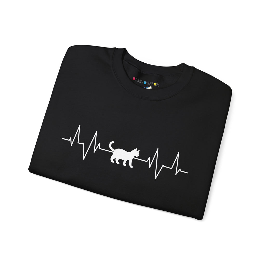 White Cat Heartbeat Crewneck Sweatshirt