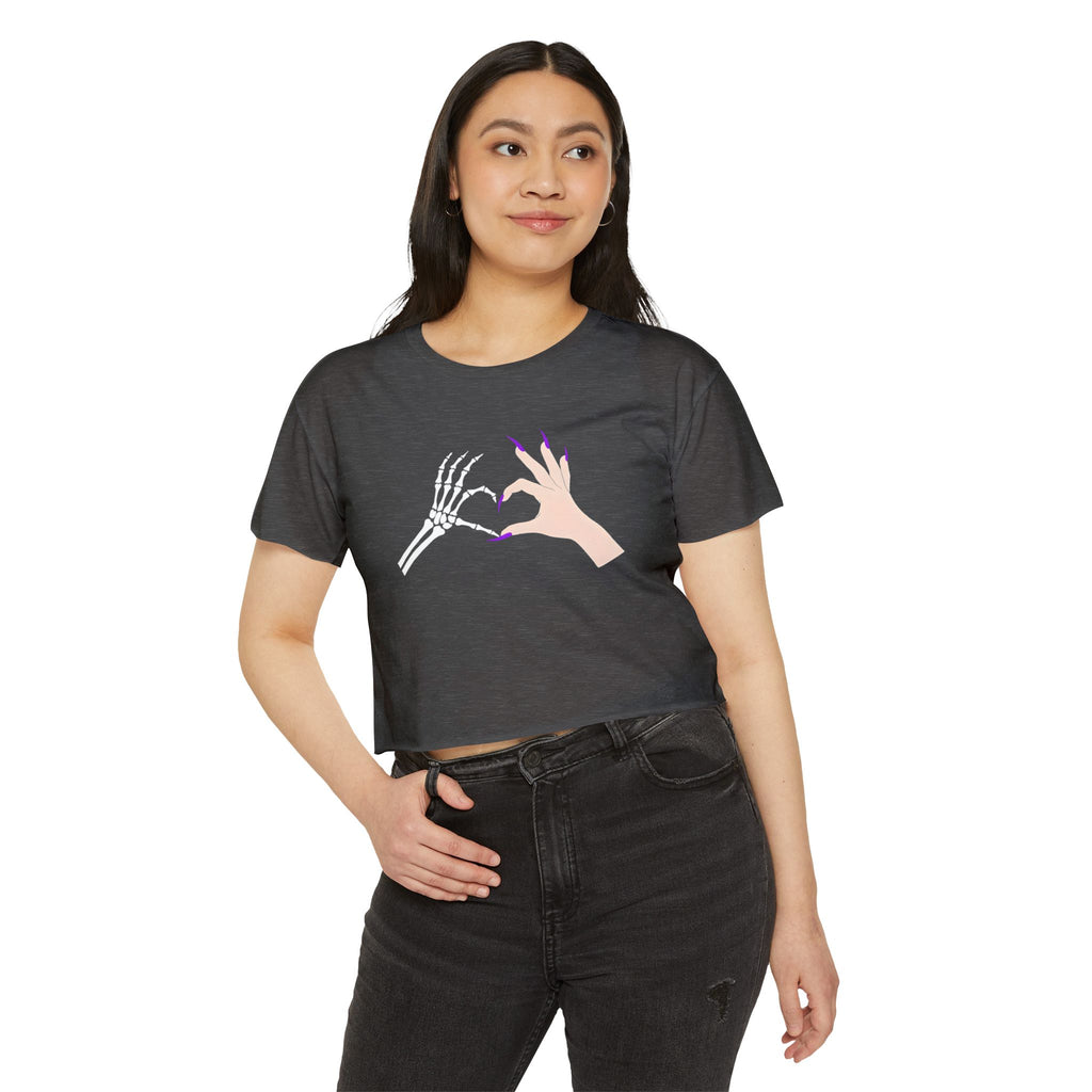 Skeleton Hand Heart Cropped Tee