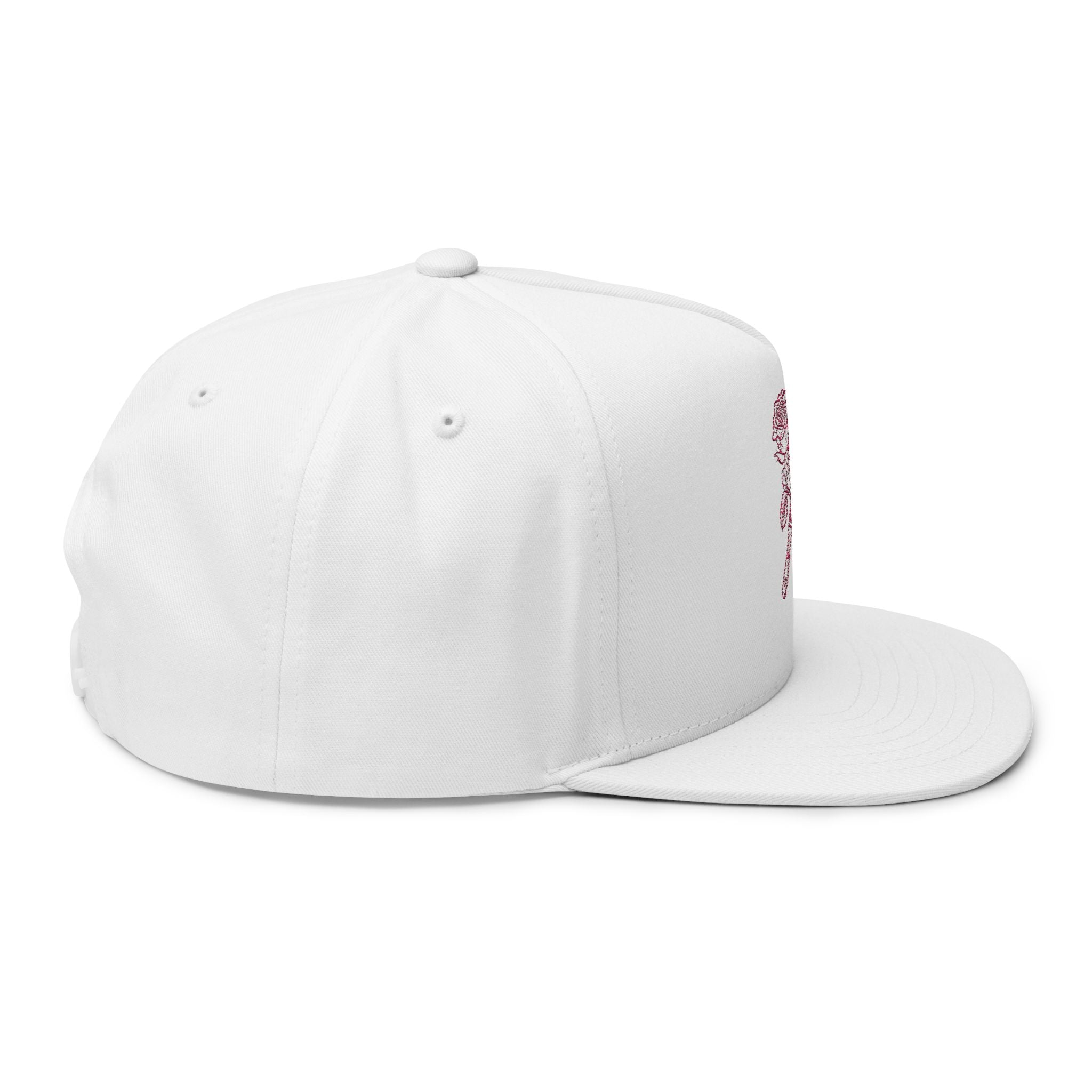 Rose & Knife Embroidered Flat Bill Cap