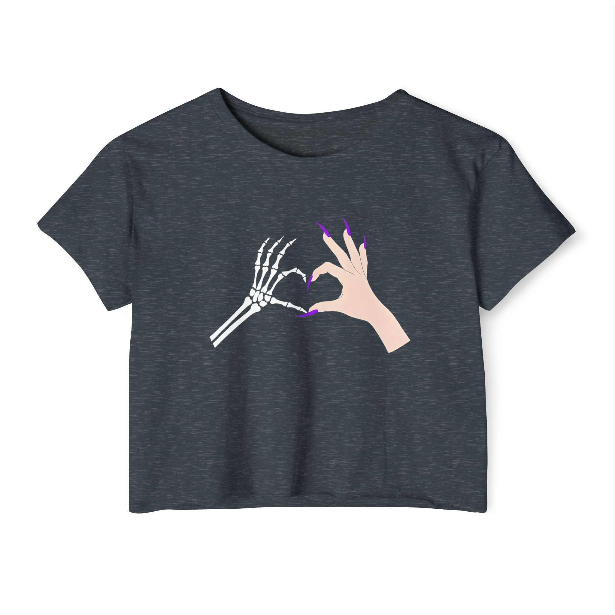 Skeleton Hand Heart Cropped Tee