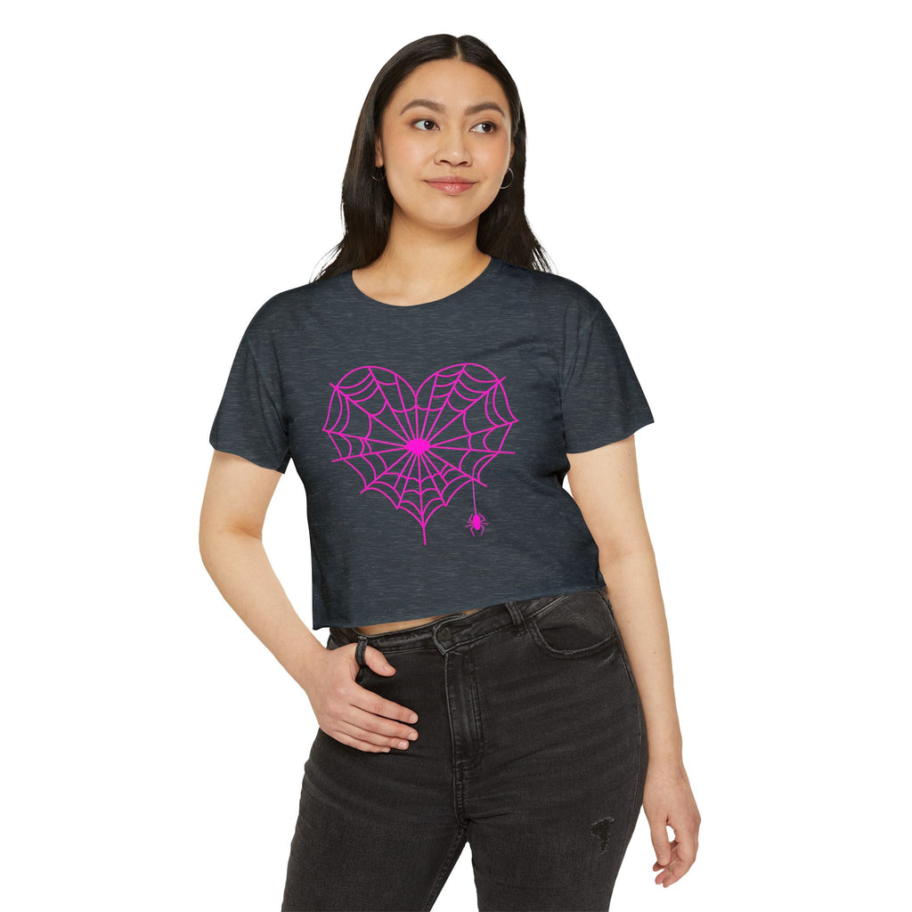 Spiderweb Heart Cropped Tee