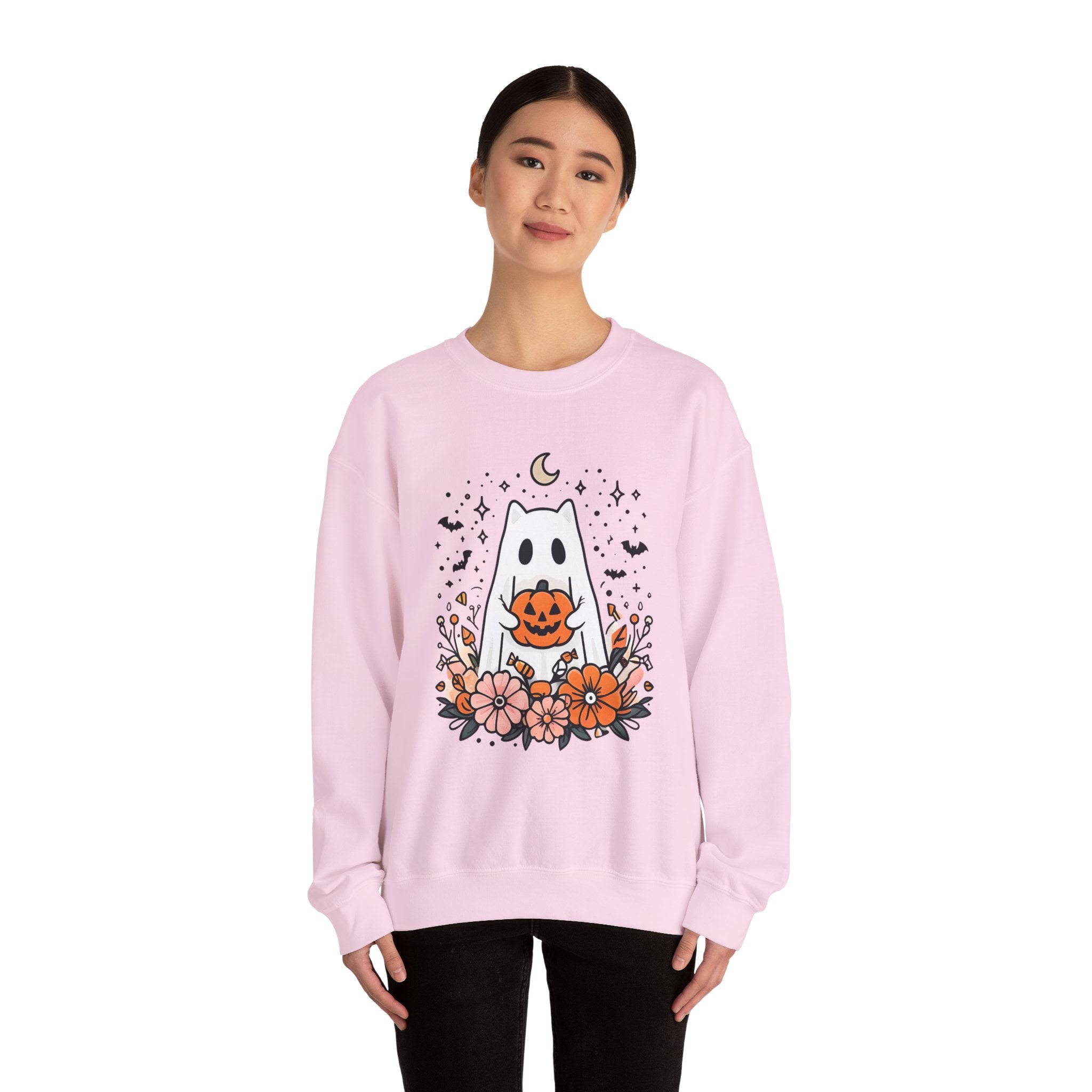 Cute Ghost Pumpkin Crewneck Sweatshirt