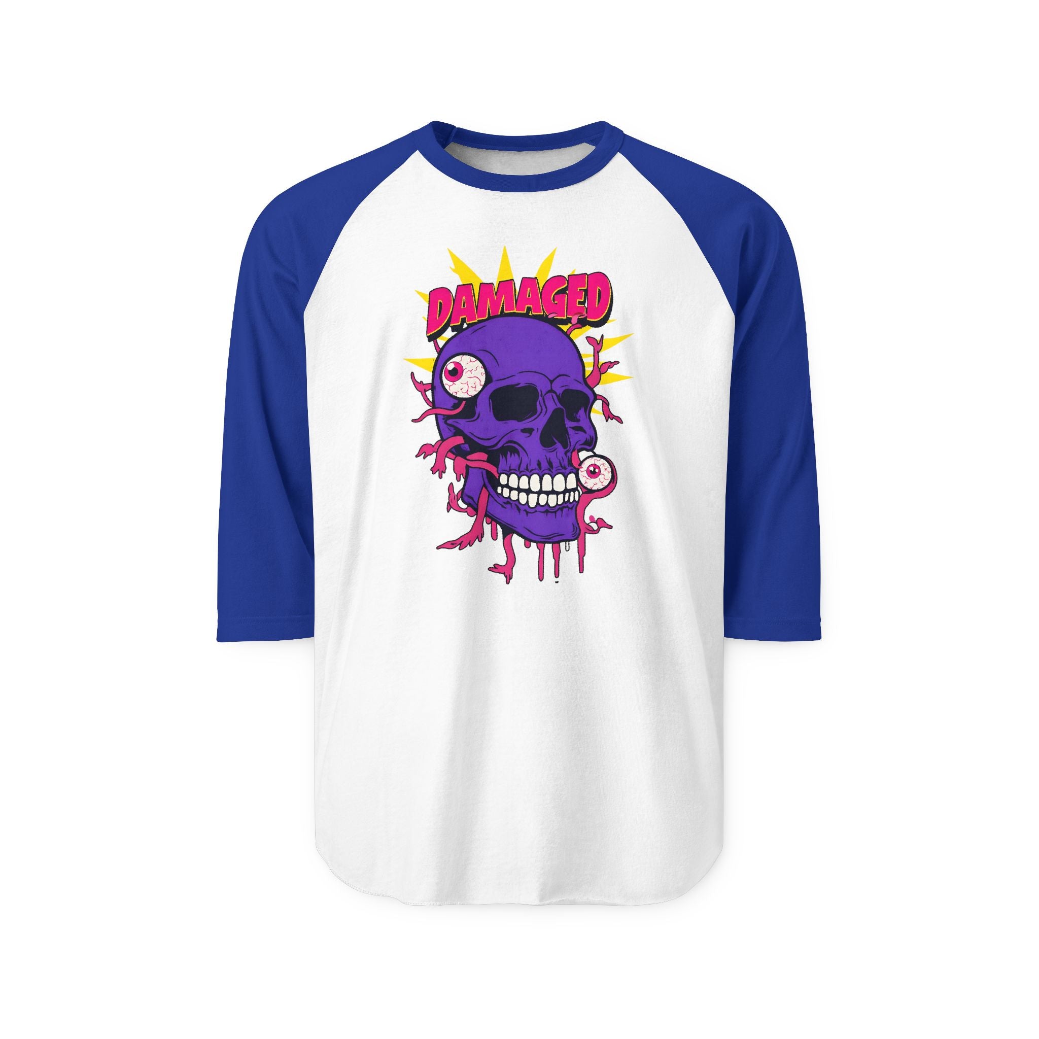Damaged Graphic Raglan Three-Quarter Sleeve Tee