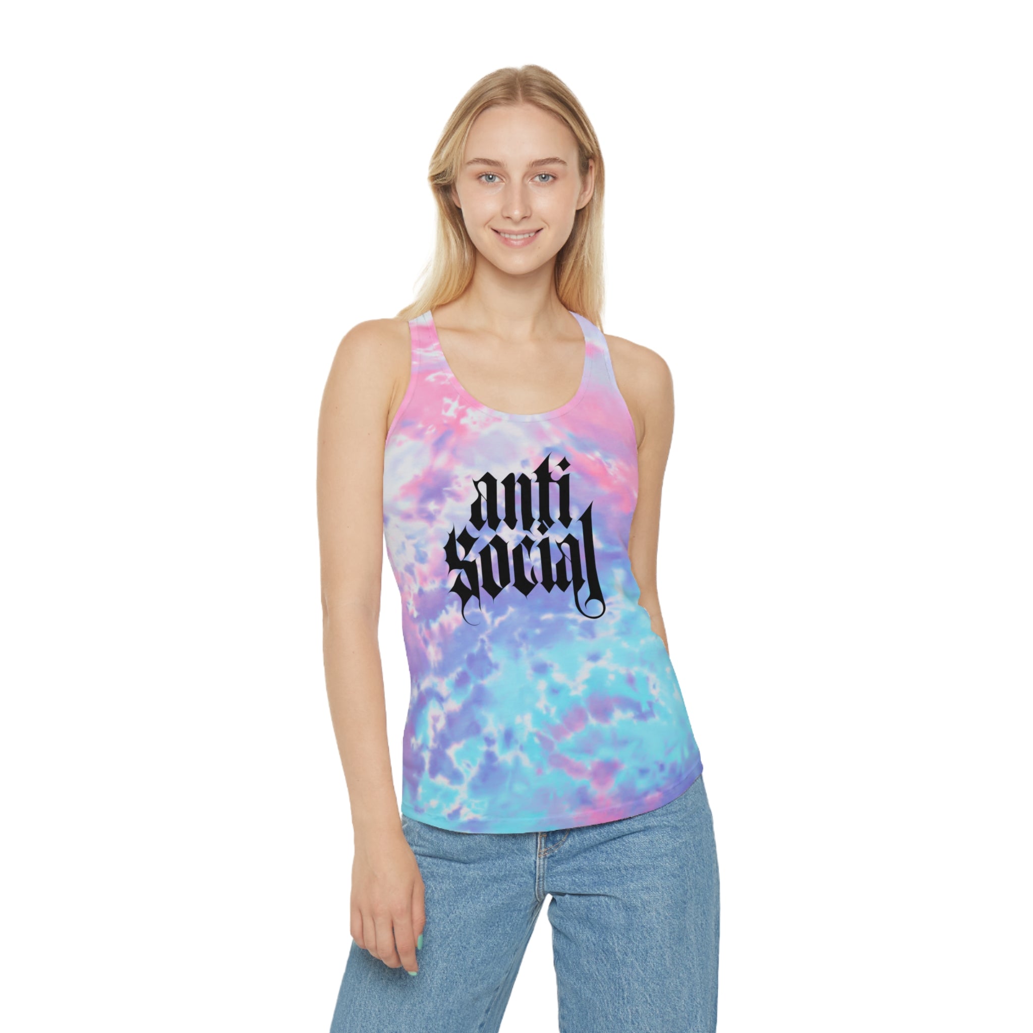 Anti-Social Tie Dye Racerback Tank Top